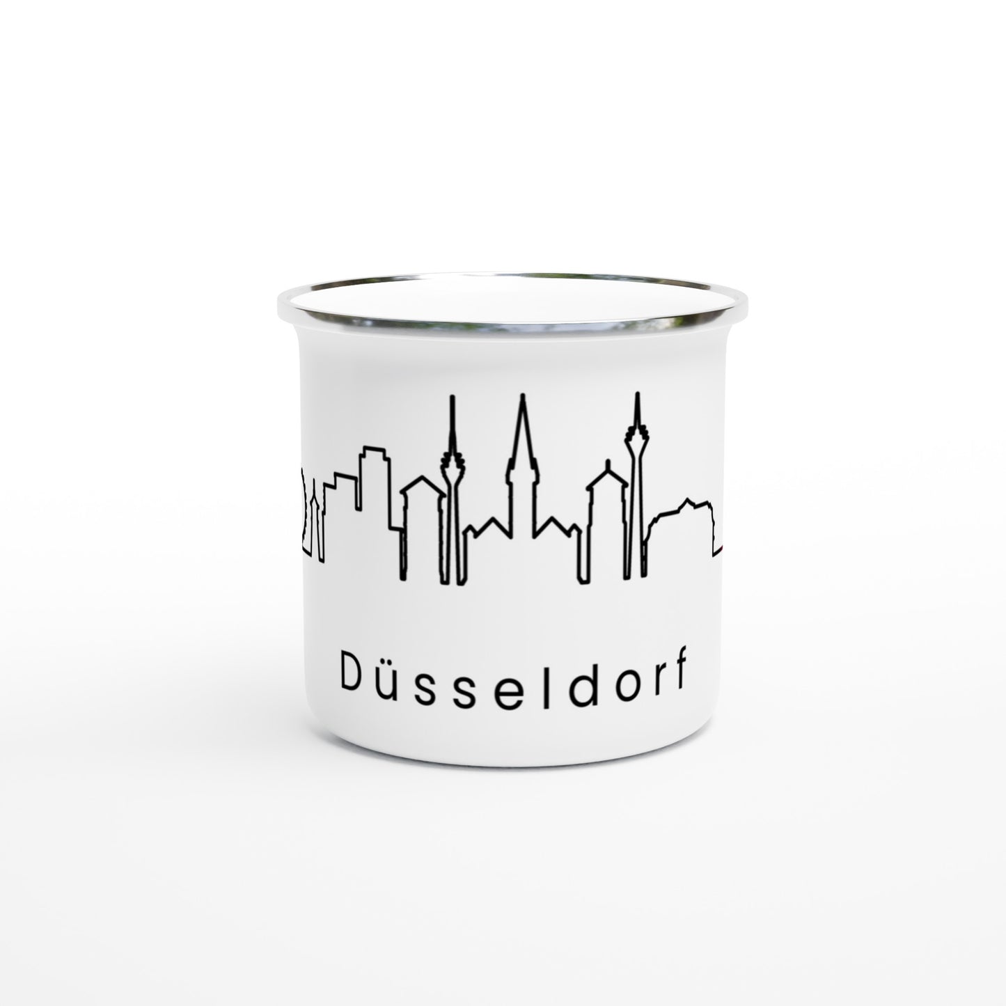 Weiße Emaille-Tasse (12oz)  Düsseldorf